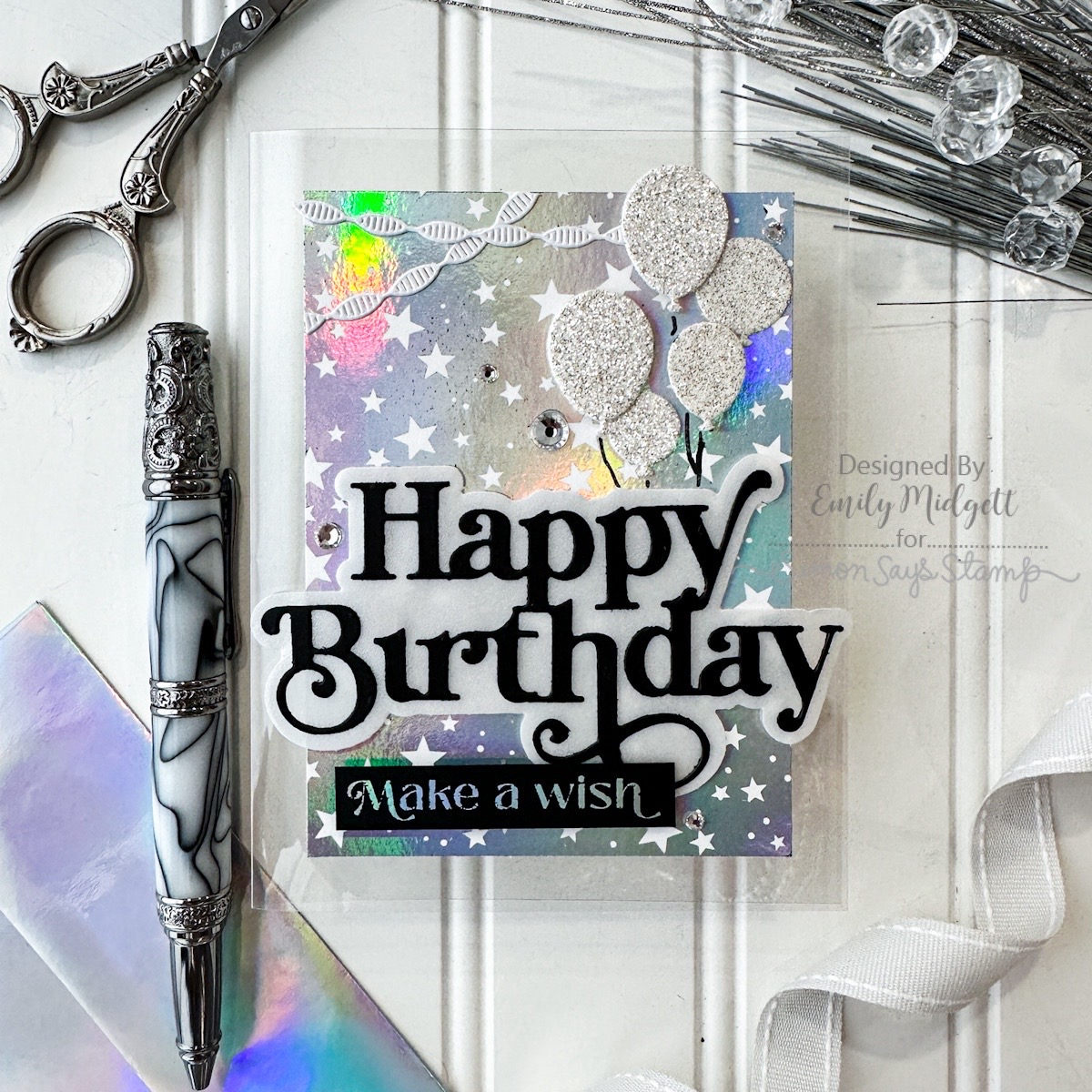 Simon Says Stamp Sentiment Strips Birthday Wishes Black on Black 1011sgb Cheering for You Birthday Card | color-code:ALT02