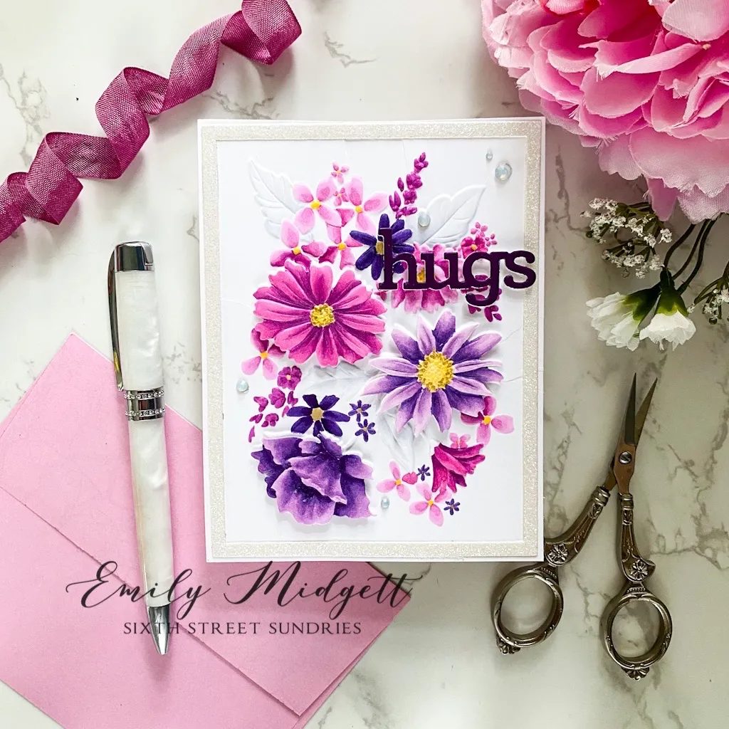 Simon Says Stamp! Simon Says Stamp Embossing Folder And Dies FLORAL HARMONY sfd269 Hugs Card | color-code:ALT02