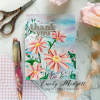 Simon Says Stamp Embossing Folder FRESH DAISIES sf281 Thank You Card | color-code:ALT04