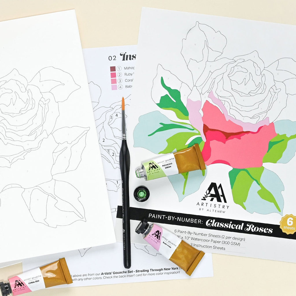 Altenew Paint-by-Number Classical Roses 8 x 10 Inch Coloring Book ALT7532 Roses