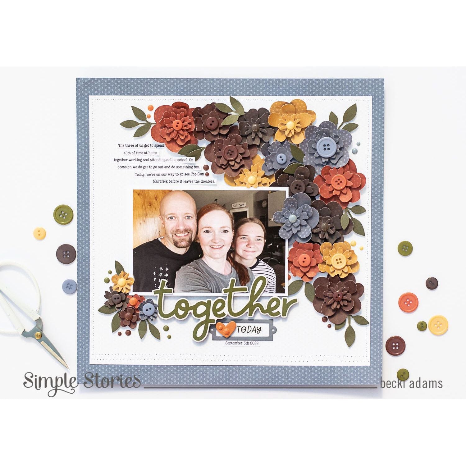 Simple Stories COLOR VIBE BASICS Flowers Bits And Pieces 19001 Together Today Layout