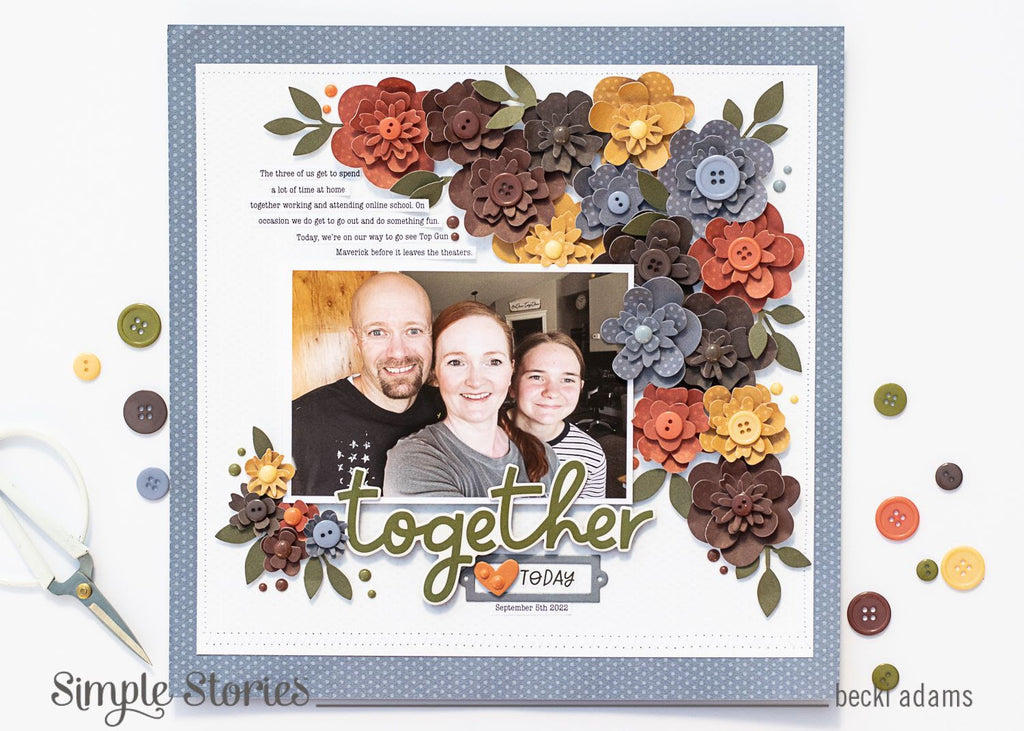Simple Stories COLOR VIBE BASICS Flowers Bits And Pieces 19001 Together Today Layout