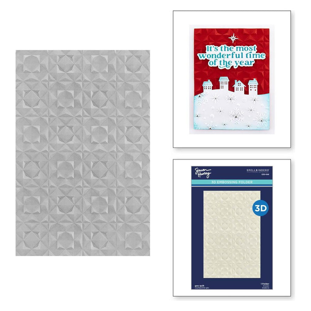 e3d-068 Spellbinders Geo Quilt 3D Embossing Folder product image