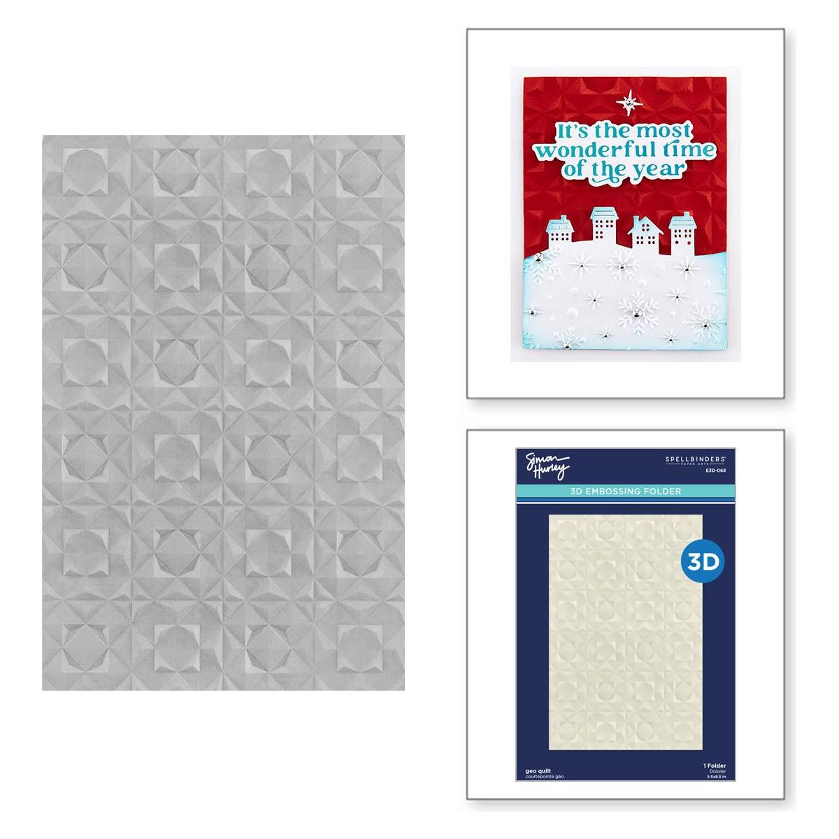e3d-068 Spellbinders Geo Quilt 3D Embossing Folder product image