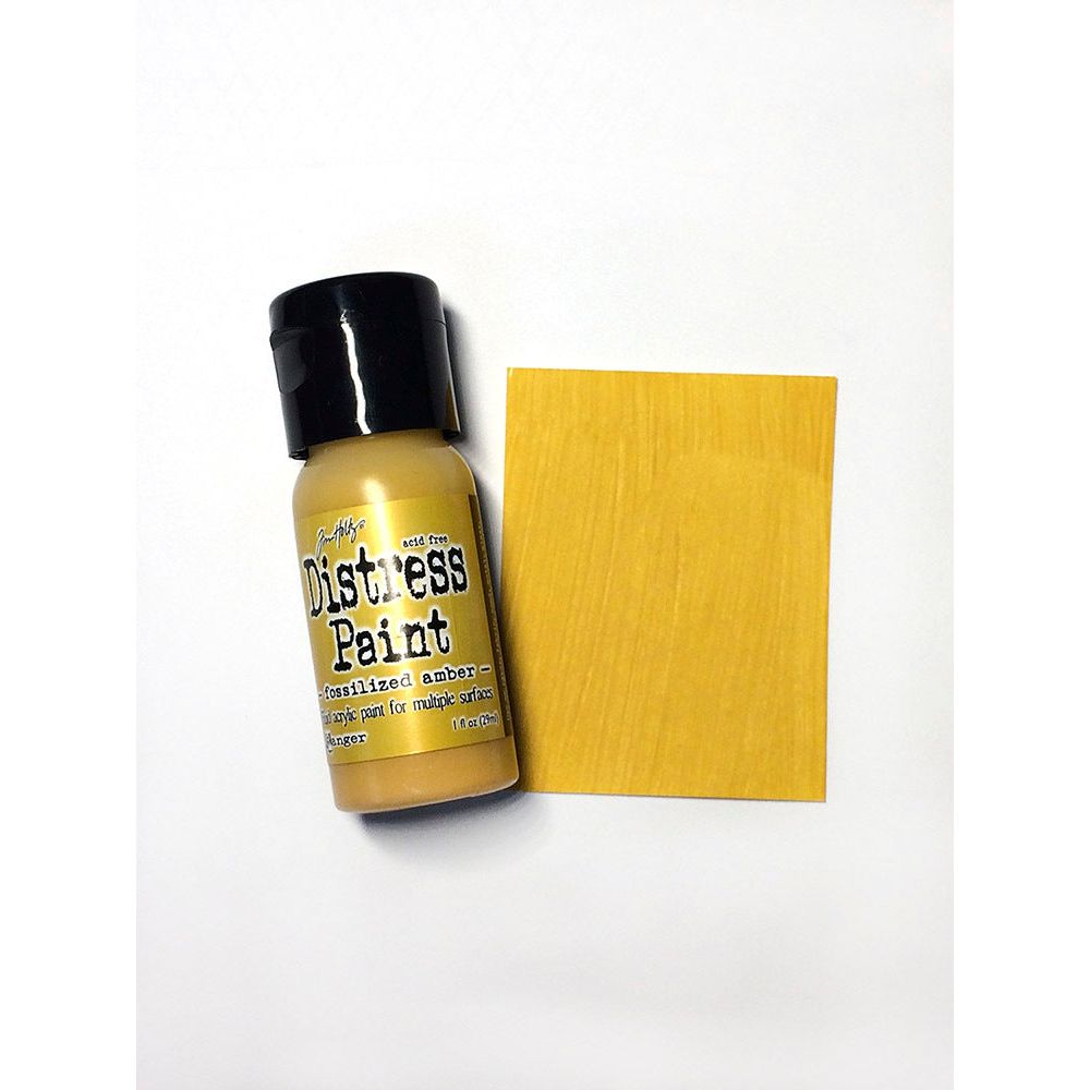 Tim Holtz Flip Top Distress Paint FOSSILIZED AMBER Ranger TDF50209 Color Swatch