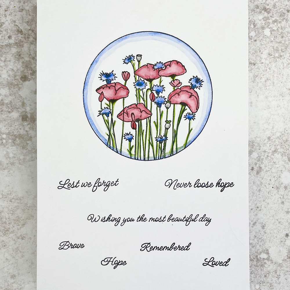 Julie Hickey Designs Peter's Circle Poppies and Cornflowers Clear Stamps ds-pt-1057 hope