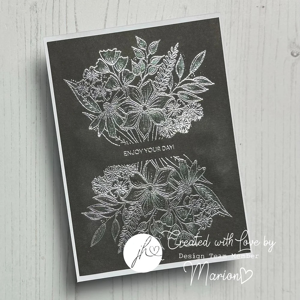 Julie Hickey Designs Julie's Hand Picked Bouquet Clear Stamps jh1079 silver embossing
