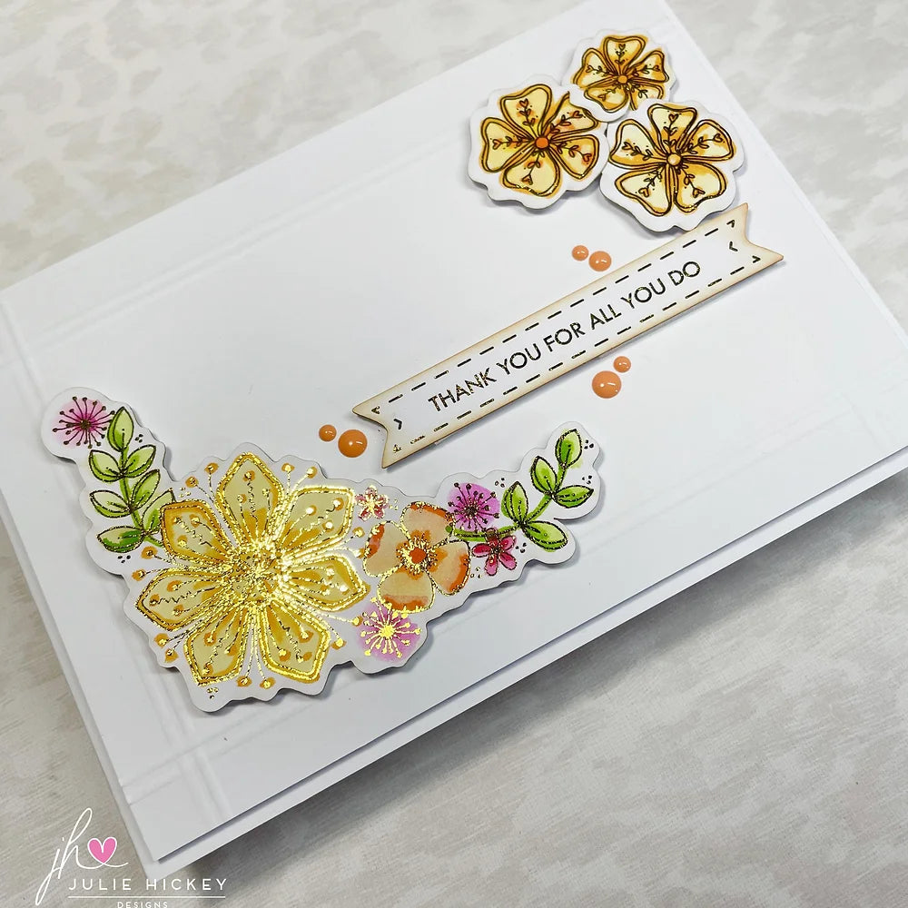 Julie Hickey Designs Assorted Sentiments 3 Die Cut Foilables JHD-DCF-1012 flowers