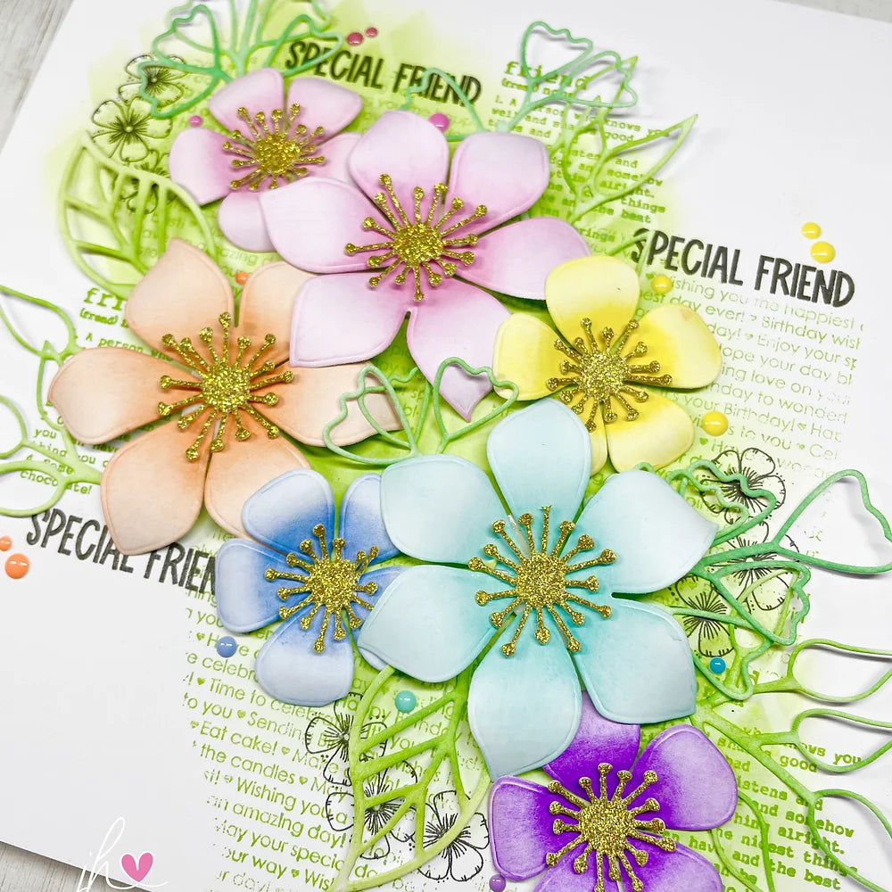 Julie Hickey Designs Julie's Hand Picked Flowers Clear Stamps jh1077 pastel colors