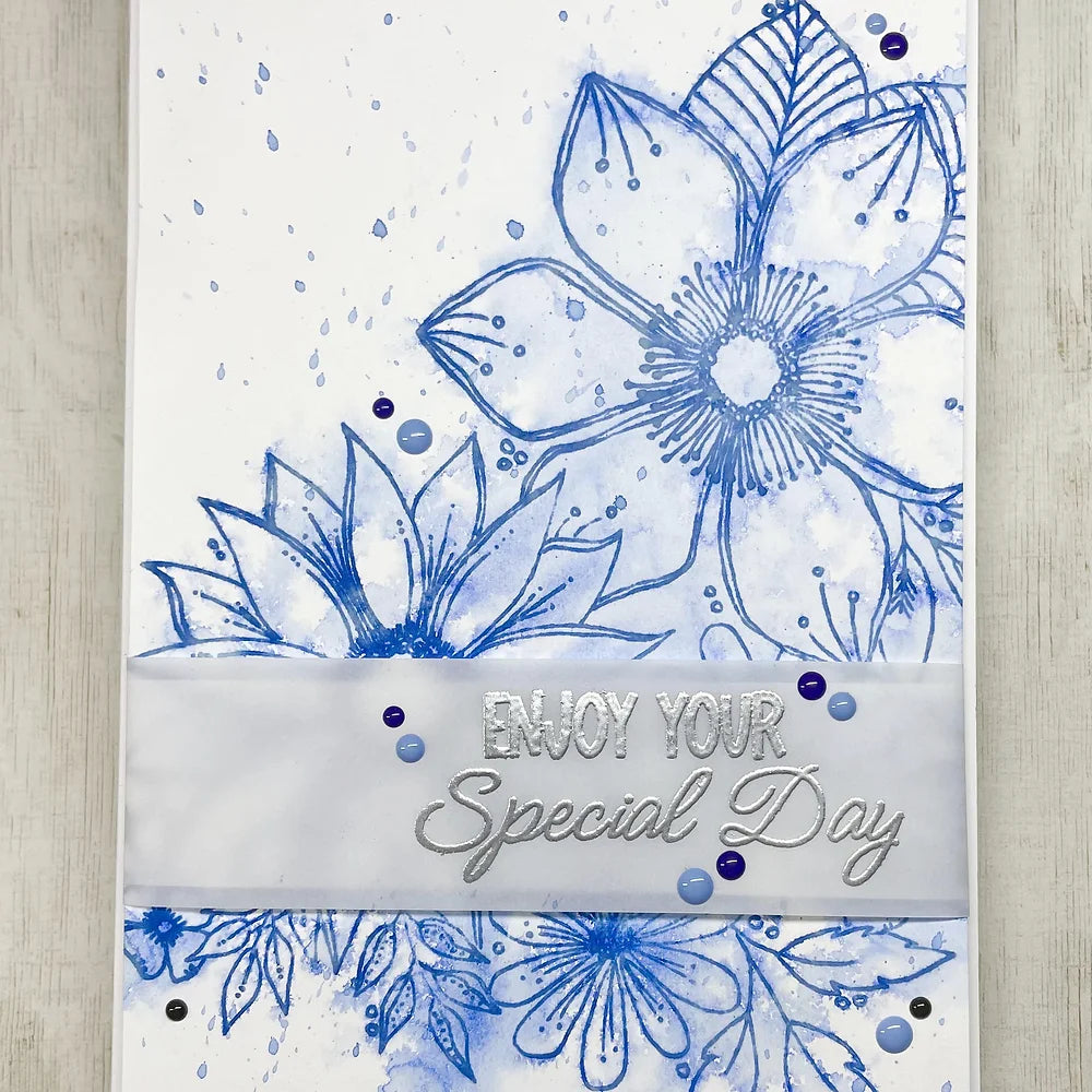 Julie Hickey Designs Julie's Hand Picked Blossoms and Blooms Clear Stamps jh1078 splatters