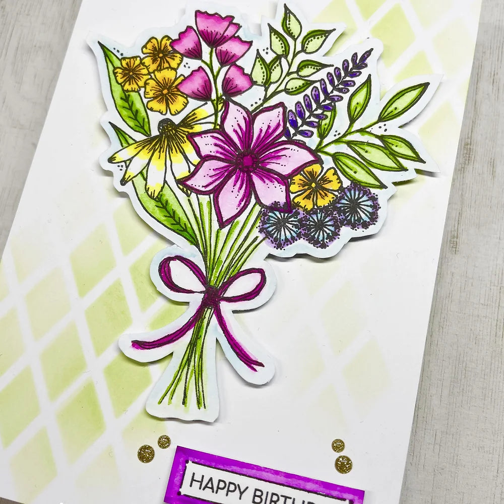 Julie Hickey Designs Julie's Hand Picked Bouquet Clear Stamps jh1079 happy birthday