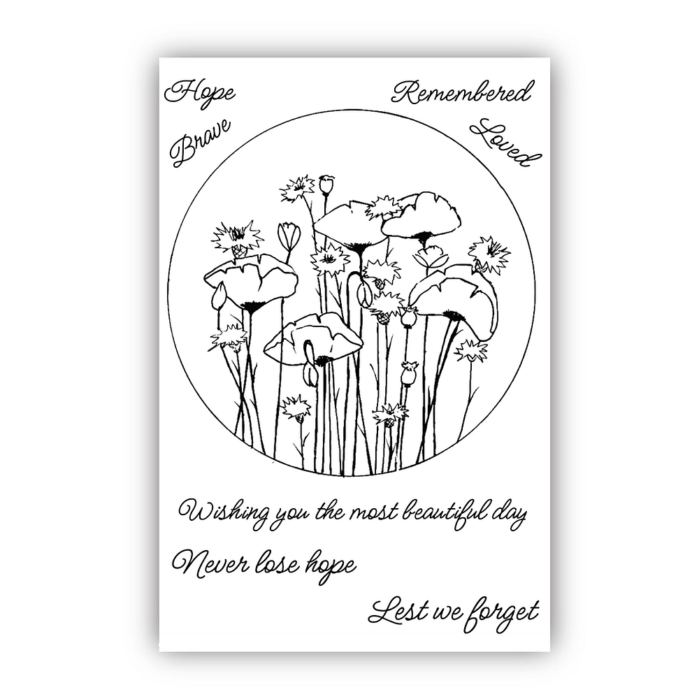 Julie Hickey Designs Peter's Circle Poppies and Cornflowers Clear Stamps ds-pt-1057