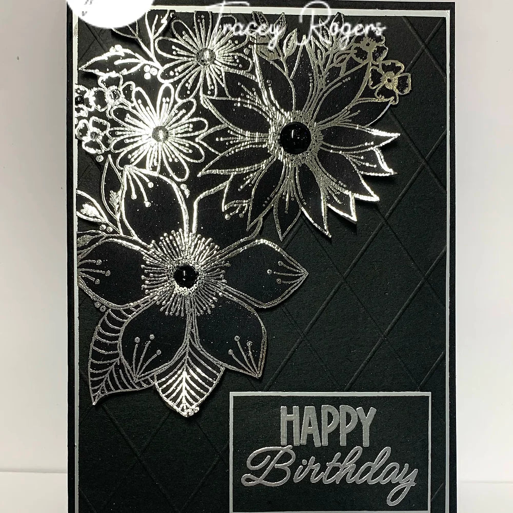 Julie Hickey Designs Julie's Hand Picked Blossoms and Blooms Clear Stamps jh1078 silver emboss