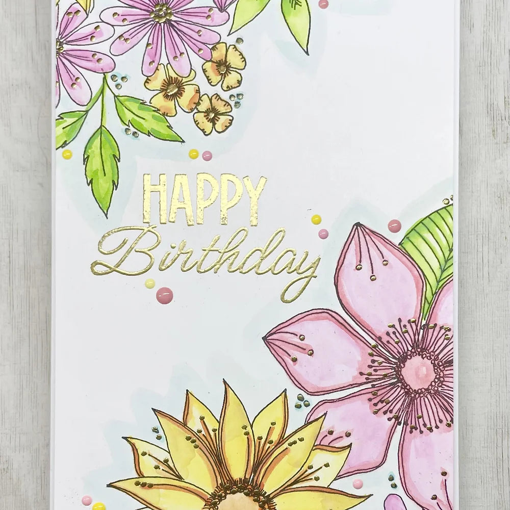 Julie Hickey Designs Julie's Hand Picked Blossoms and Blooms Clear Stamps jh1078 happy birthday