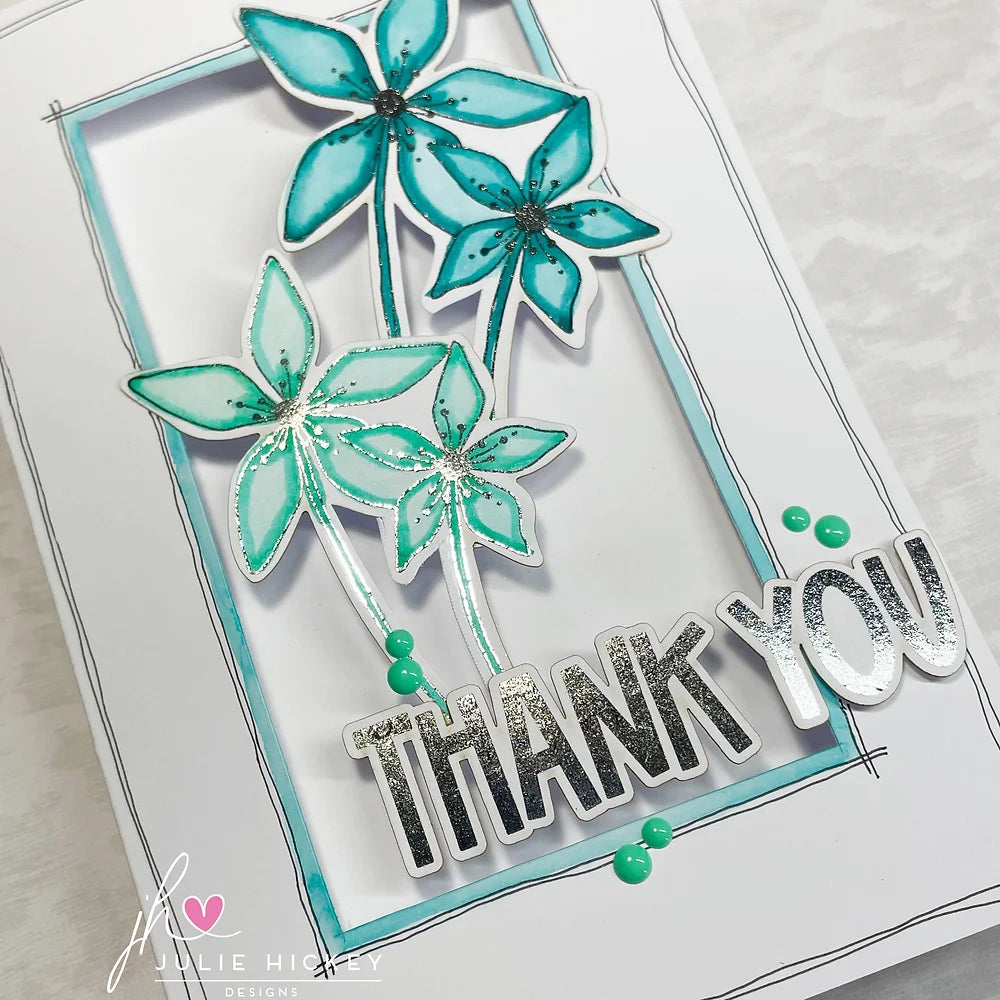 Julie Hickey Designs Garden Blooms Die Cut Foilables JHD-DCF-1011 thank you