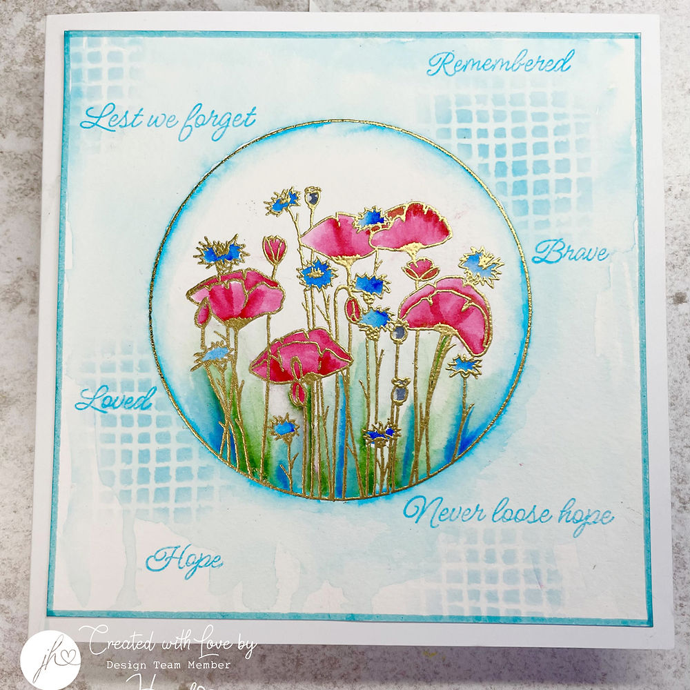 Julie Hickey Designs Peter's Circle Poppies and Cornflowers Clear Stamps ds-pt-1057 remembered