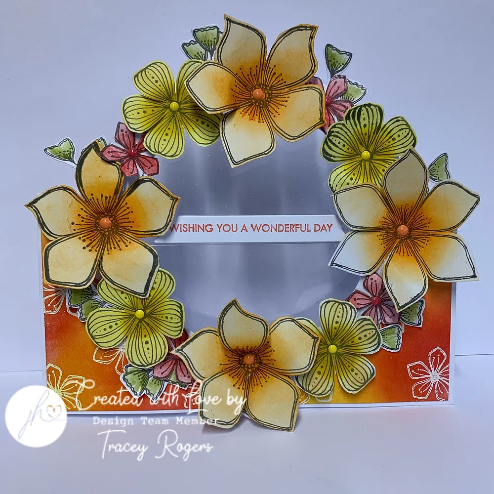 Julie Hickey Designs Julie's Hand Picked Flowers Clear Stamps jh1077 flower wreath