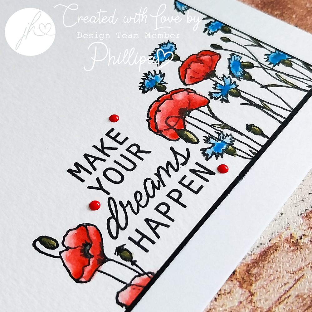 Julie Hickey Designs Peter's Poppies and Cornflowers Clear Stamps ds-pt-1058 make your dreams happen