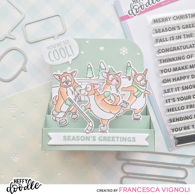 Heffy Doodle Little Label Clear Stamps hfd0516 Hockey Season’s Greetings Card