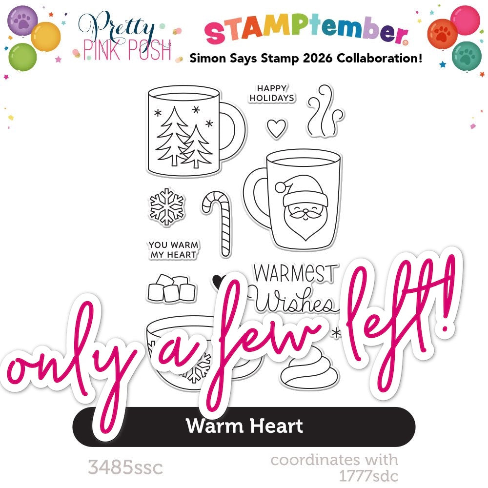 Pretty Pink Posh Warm Heart STAMPtember Exclusive Stamps 3485ssc only a few left