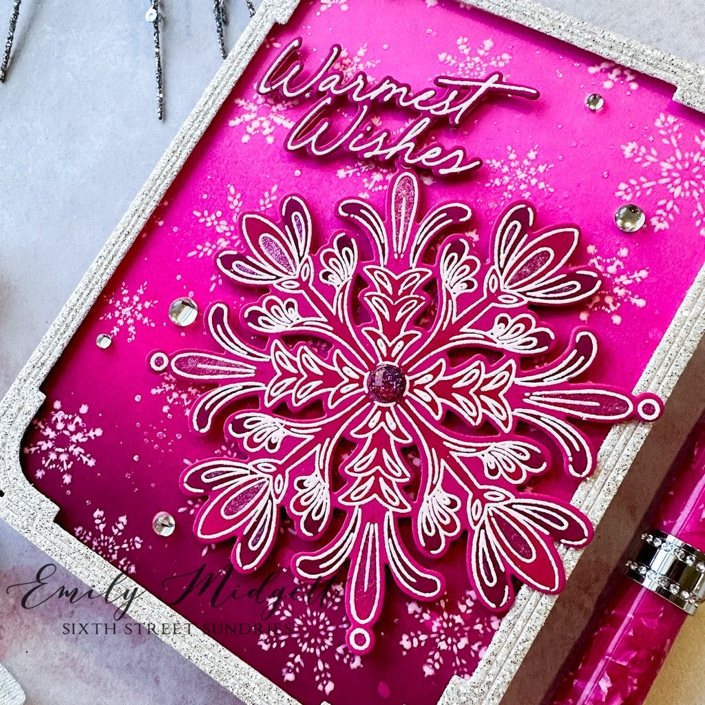 Pinkfresh Studio Ice Clear Drops pf121es Warmest Wishes Snowflake Card | color-code:ALT02