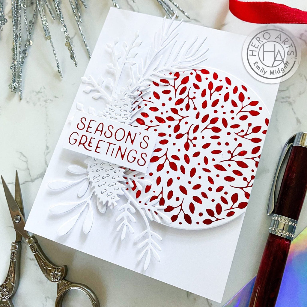Hero Arts Three Holiday Messages Hot Foil Plates hf125 season's greetings