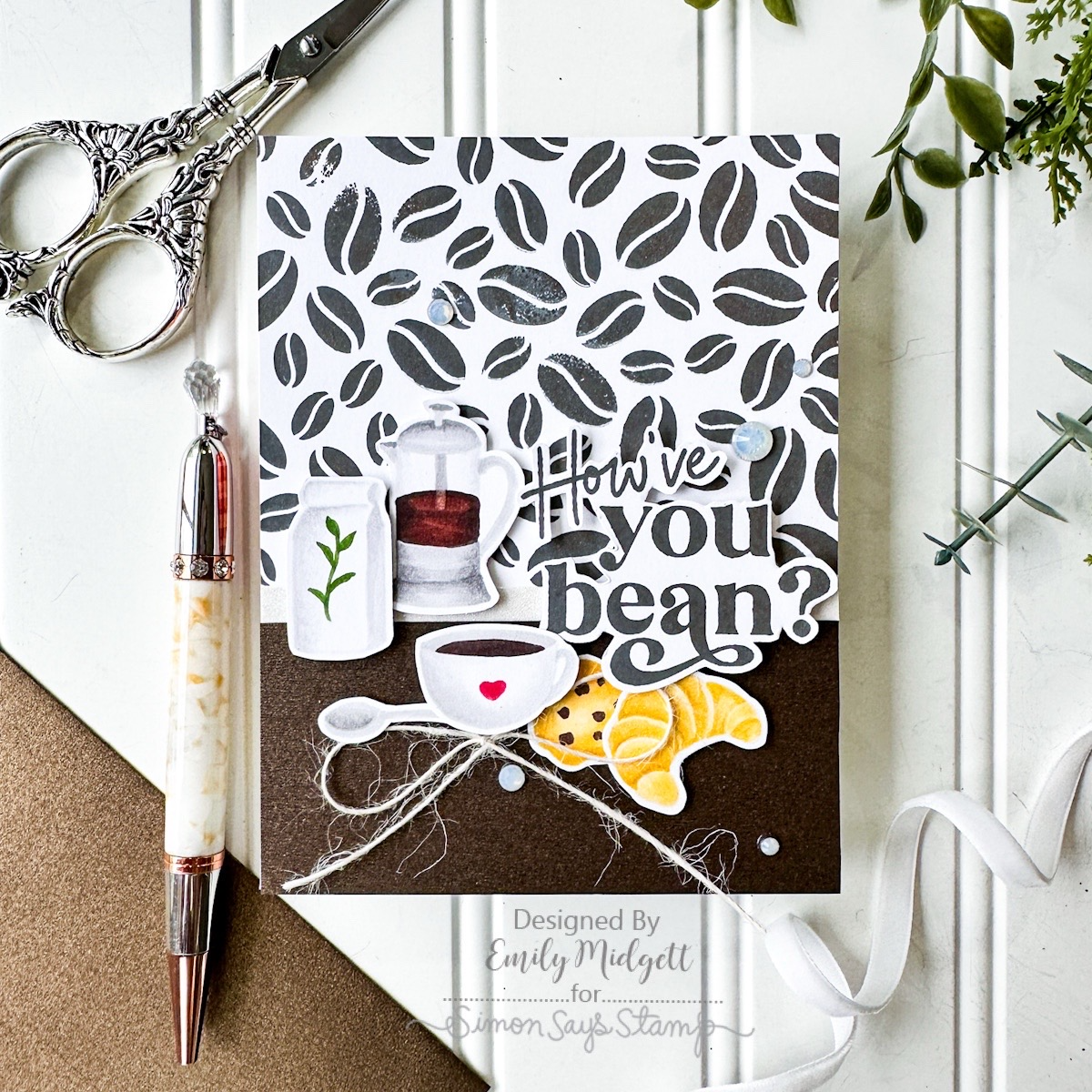 Simon Says Clear Stamp Coffee Beans 1072ss Friend Card | color-code:ALT01