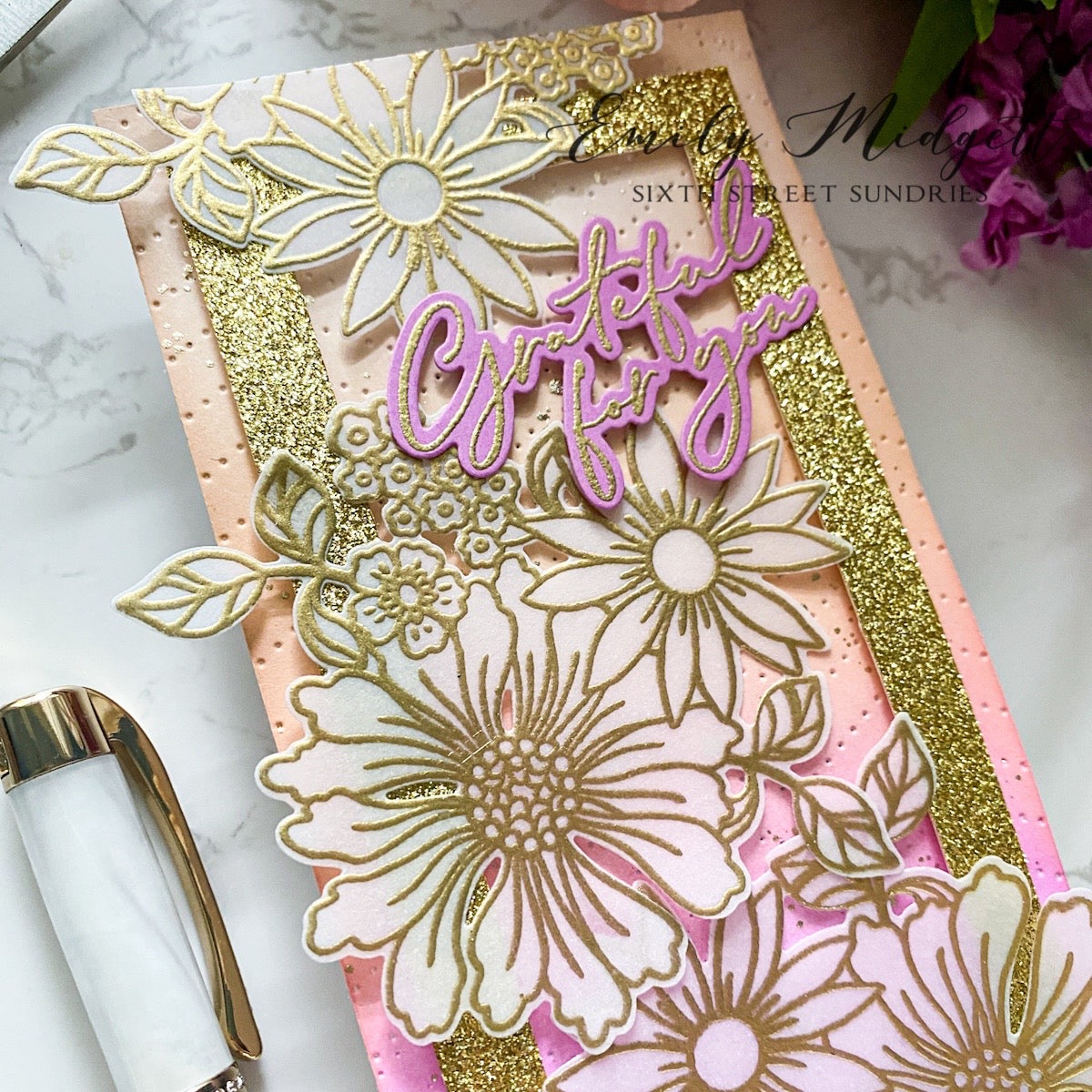 PinkFresh Studio Thanks For Being There Clear Stamp Set 205623 Grateful For You Card | color-code:ALT02