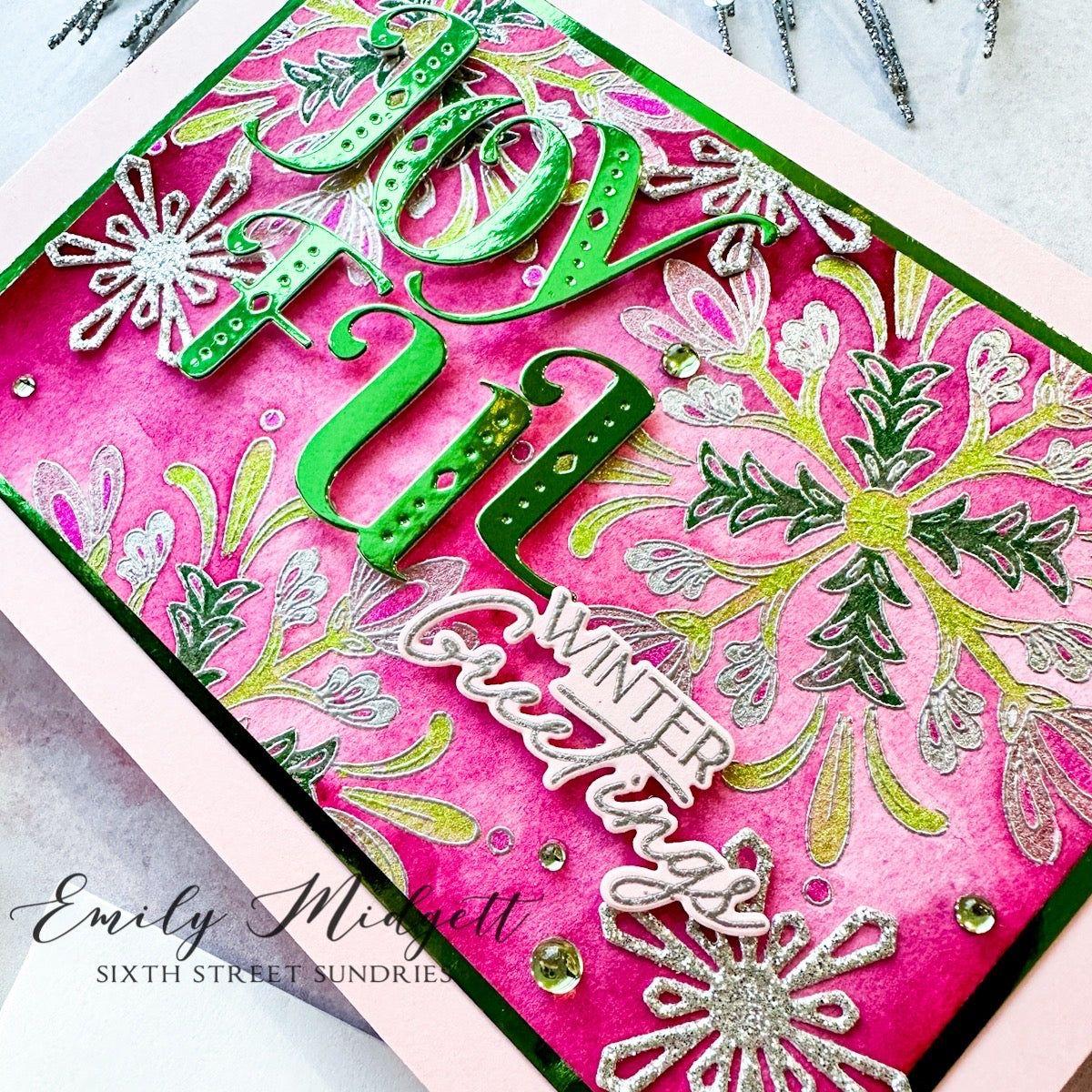 Pinkfresh Studio Leaf Clear Drops pf127es Joyful Winter Greetings Card | color-code:ALT01