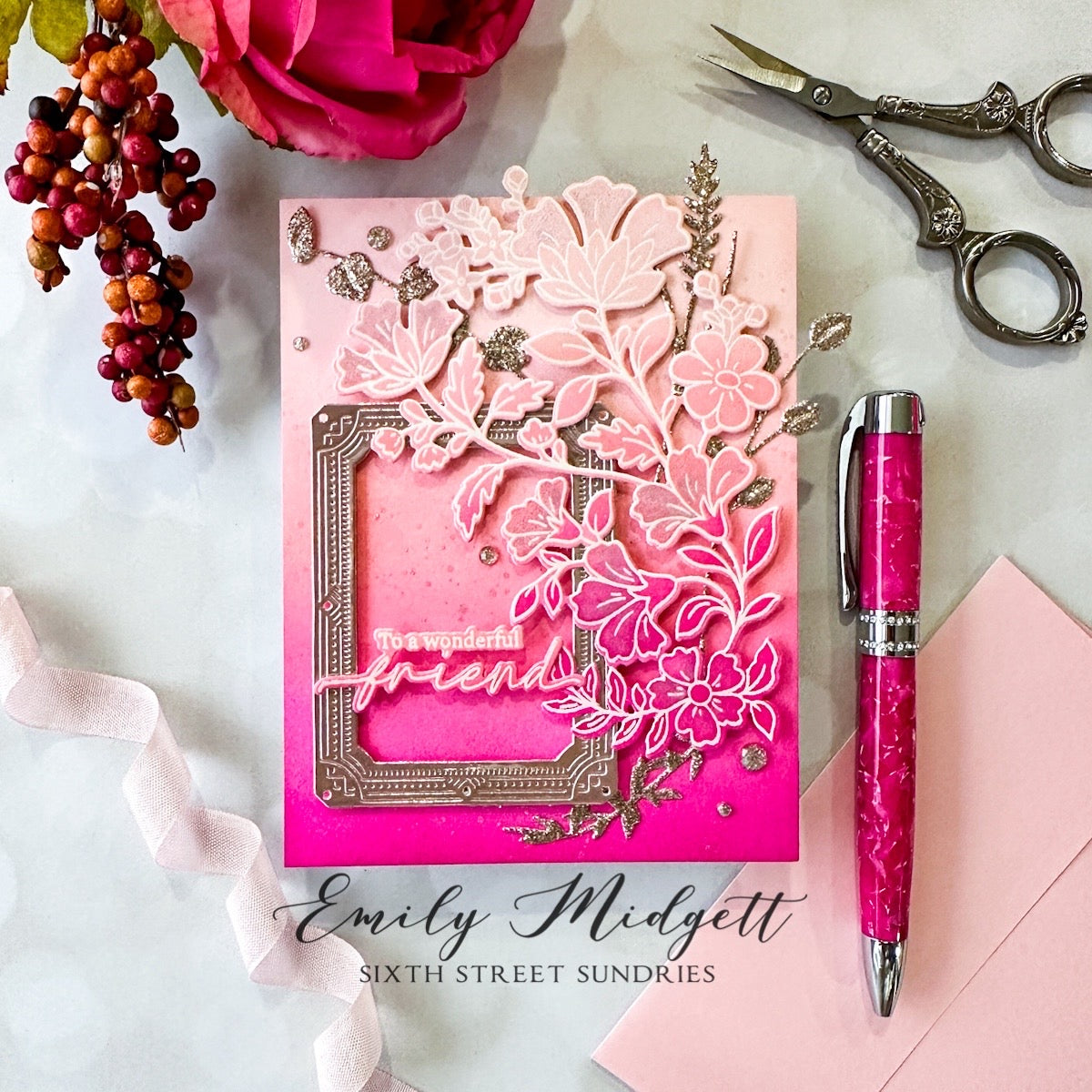 Pinkfresh Studio Beautiful Day Dies 226724 Wonderful Friend Card | color-code:ALT01