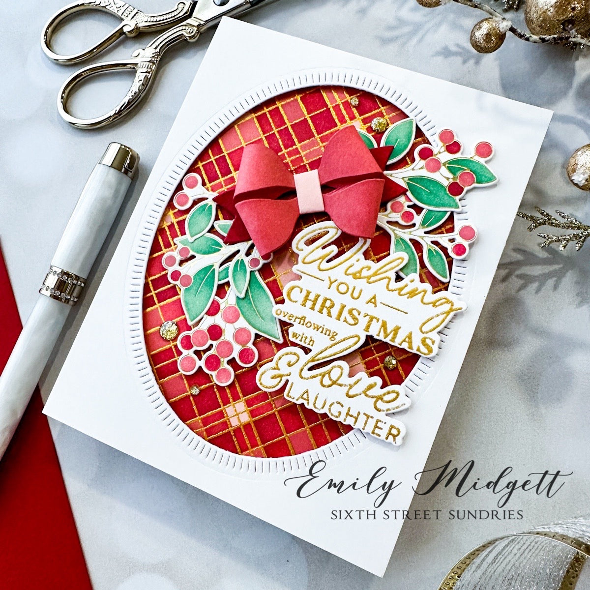 PinkFresh Studio Cherry Blossom Dye Ink Pad pfdi070 Emily Midgett Christmas Card