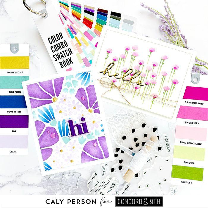 Ranger GLOSSY ACCENTS Glue Dimensional Adhesive GAC17042 Flower Press Stencil and Triple-Step Posy Cards | color-code:ALT837