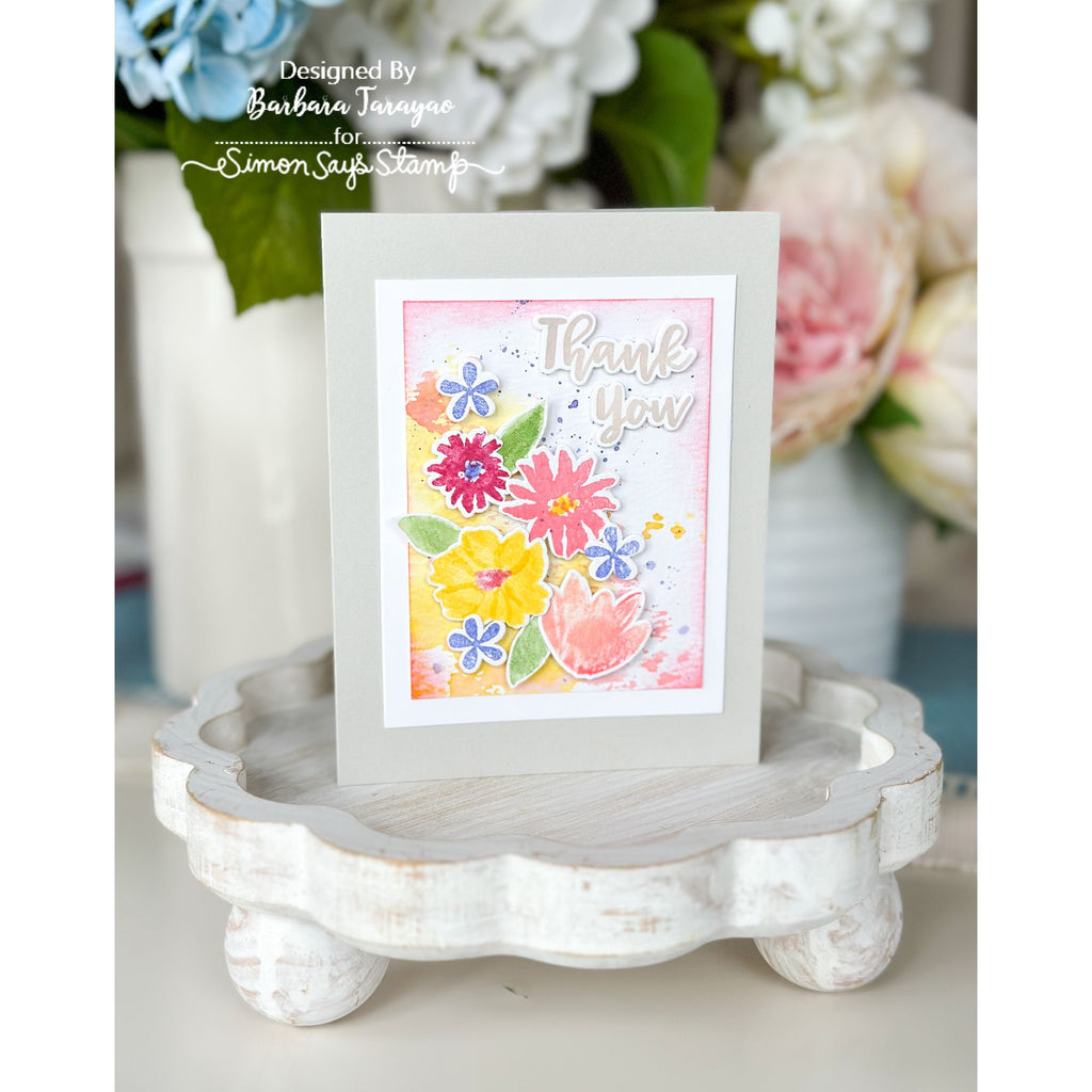 Simon Says Stamp and Dies Watercolor Bouquet set1167wb Thank You Card | color-code:ALT01