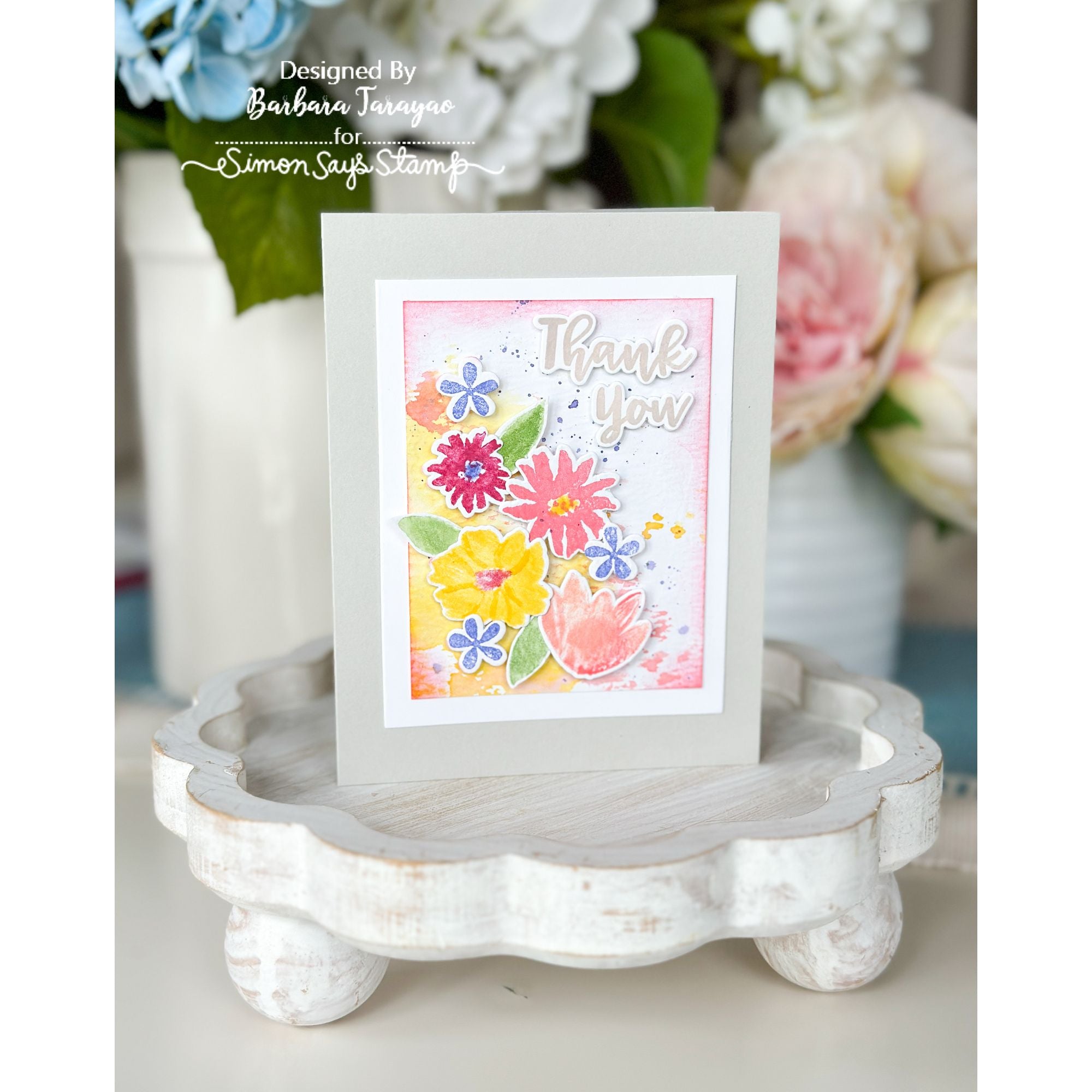 Simon Says Stamp and Dies Watercolor Bouquet set1167wb Thank You Card | color-code:ALT01
