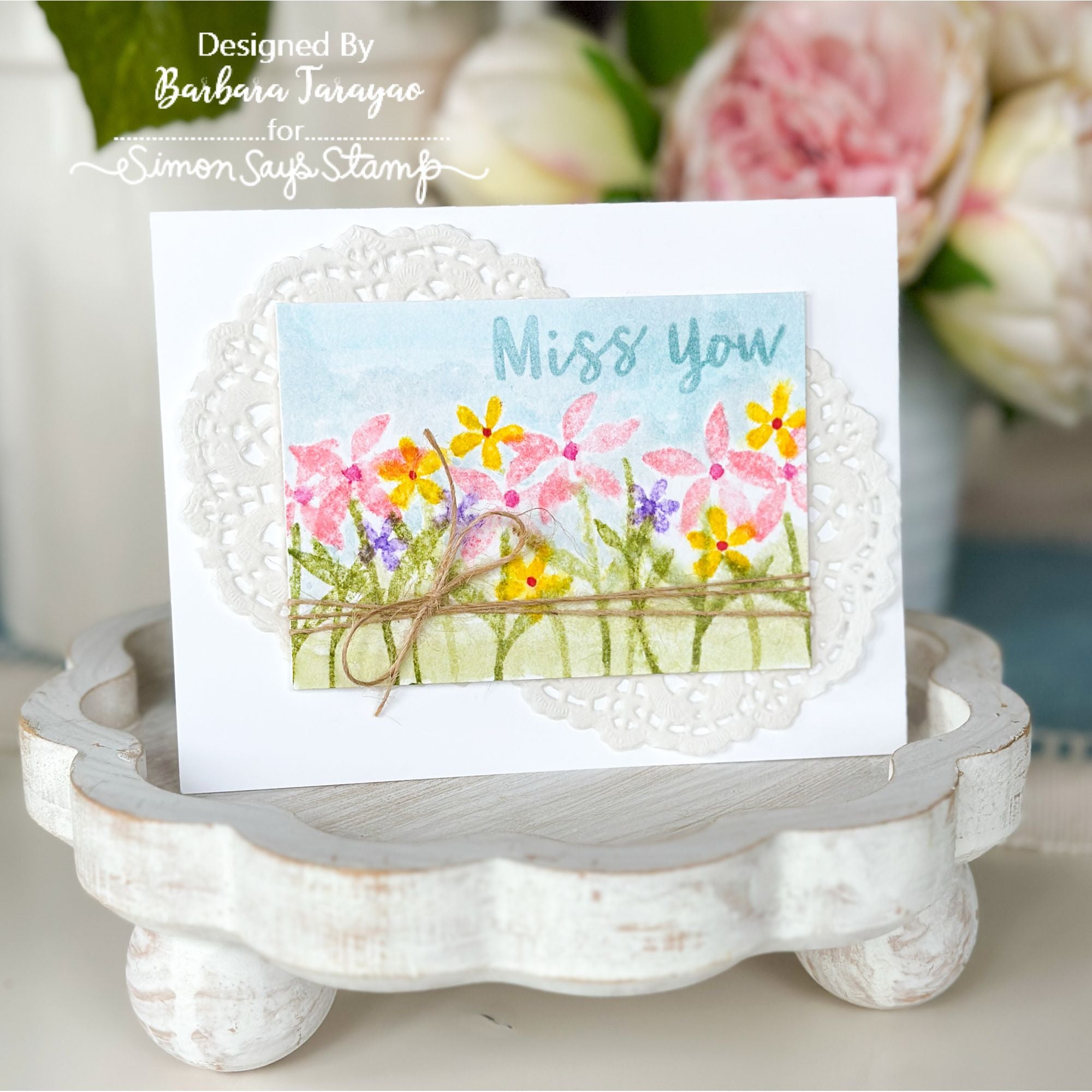 Simon Says Clear Stamps Watercolor Bouquet 2389ssc Miss You Card | color-code:ALT09