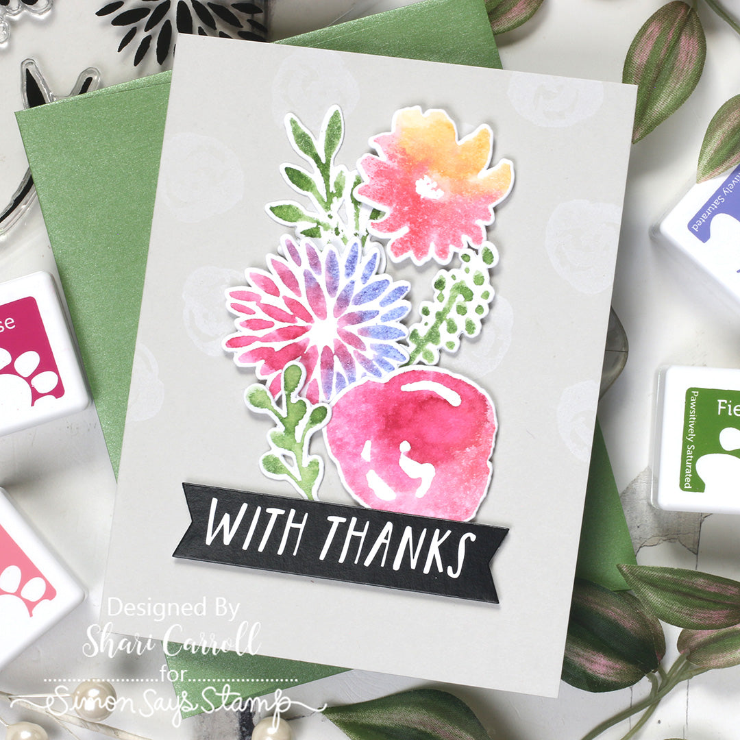 Simon Says Clear Stamps Watercolor Bouquet 2389ssc Thanks Card