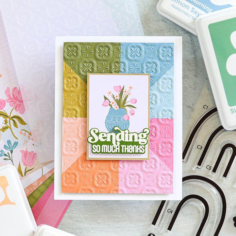 Simon Says Stamp Embossing Folder Margot Tile sf317 Thanks Card | color-code:ALT01