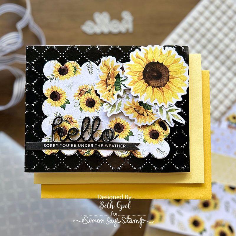 Simon Says Embossing Folder Criss Cross Floral sf347 Get Well Card