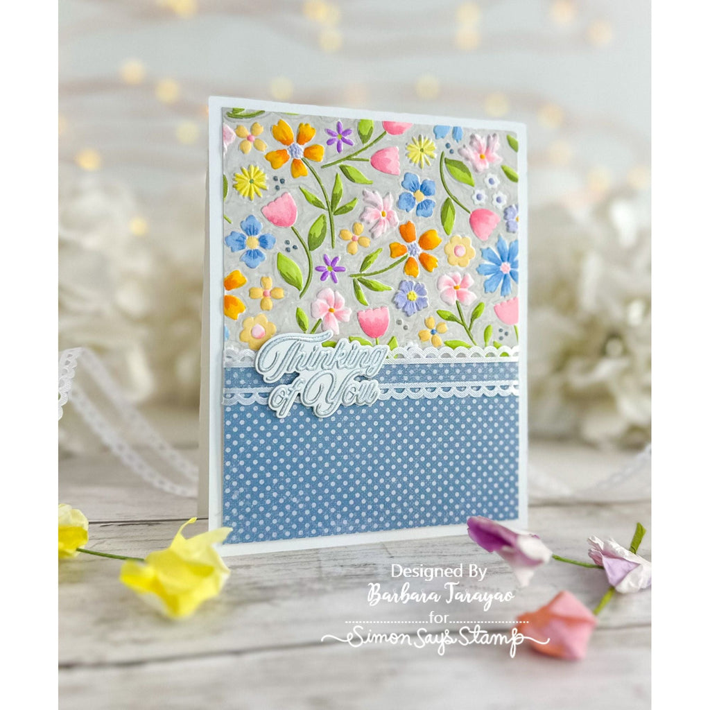 Simon Says Embossing Folder Floating Flowers sf393 Be Bold Thinking of You Card