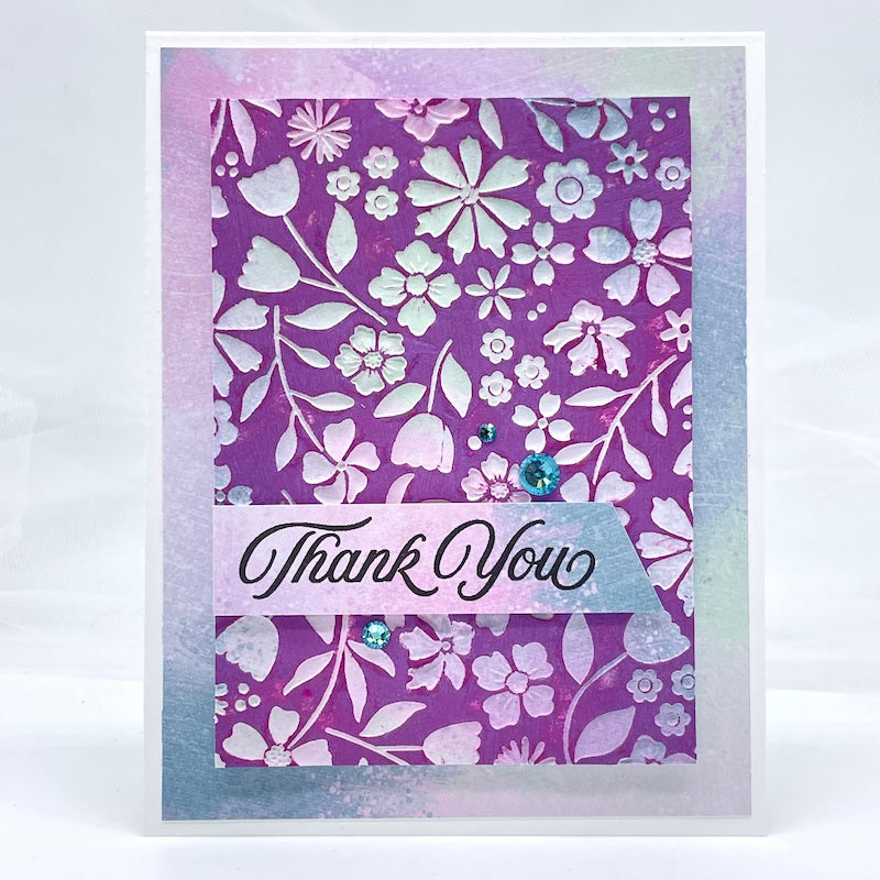 Simon Says Embossing Folder Floating Flowers sf393 Be Bold Thank You Card