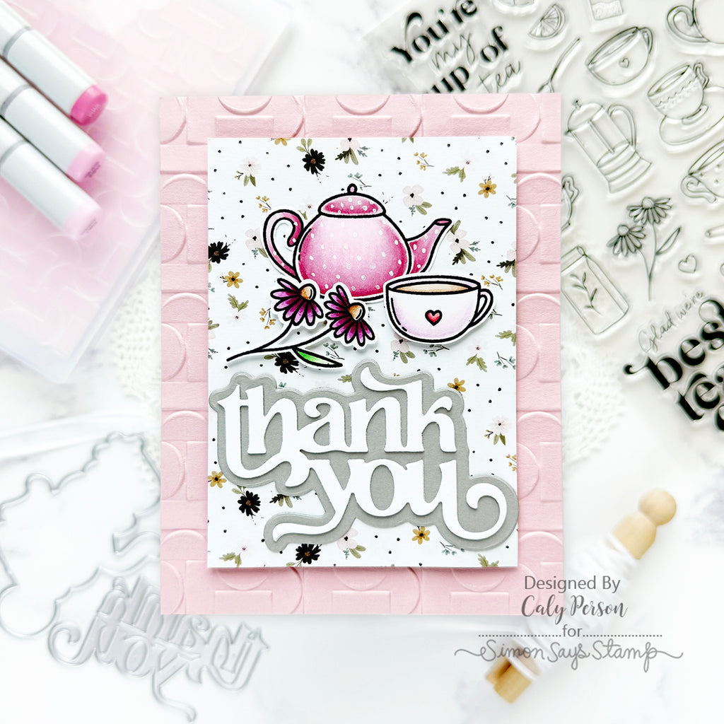 Simon Says Stamp Embossing Folder Demilune sf359 Thank You Card | color-code:ALT03