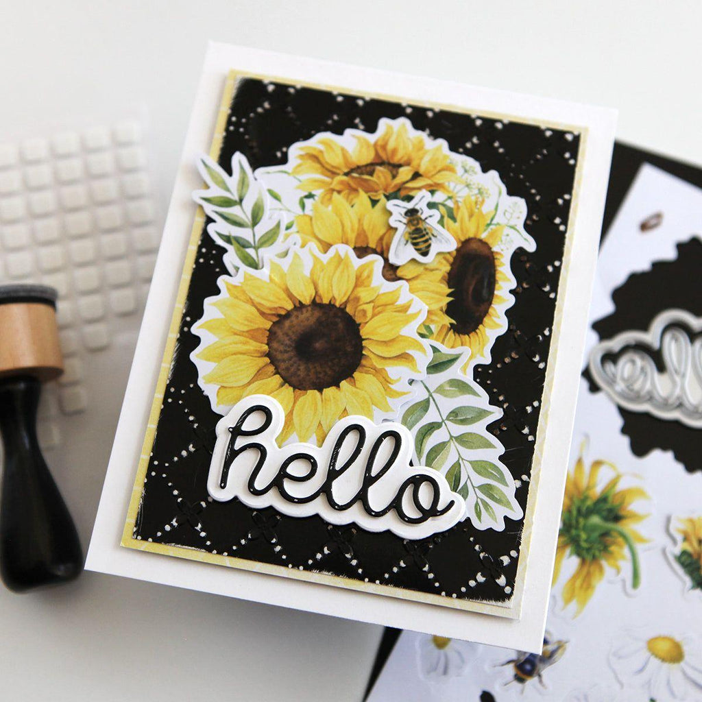 Simon Says Embossing Folder Criss Cross Floral sf347 Hello Card | color-code:ALT02