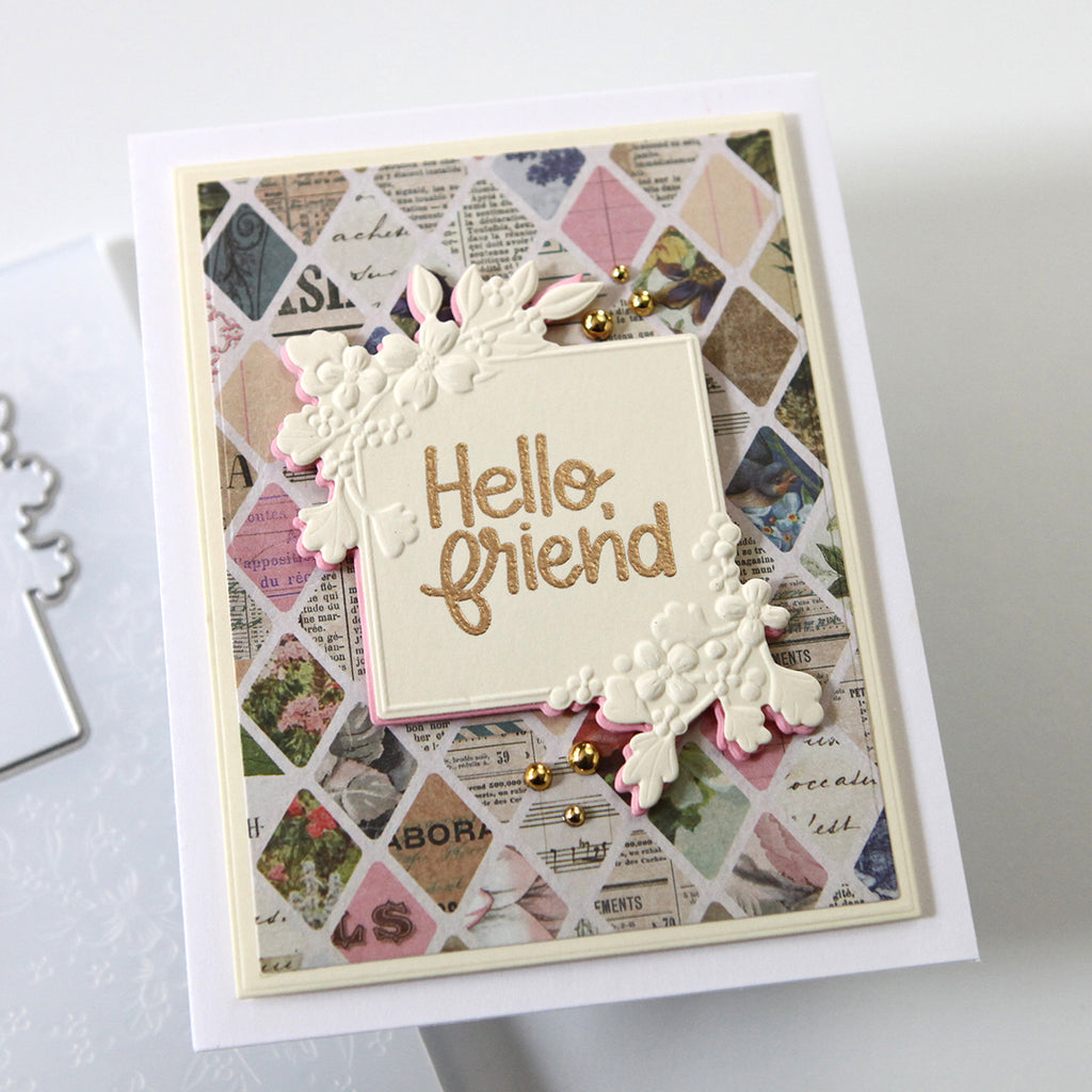 Simon Says Stamp Embossing Folder And Die Jubilee sfd262 Hello Card | color-code:ALT06