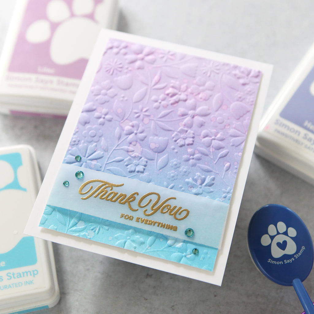 Simon Says Embossing Folder Floating Flowers sf393 Be Bold Thank You Card | color-code:ALT03