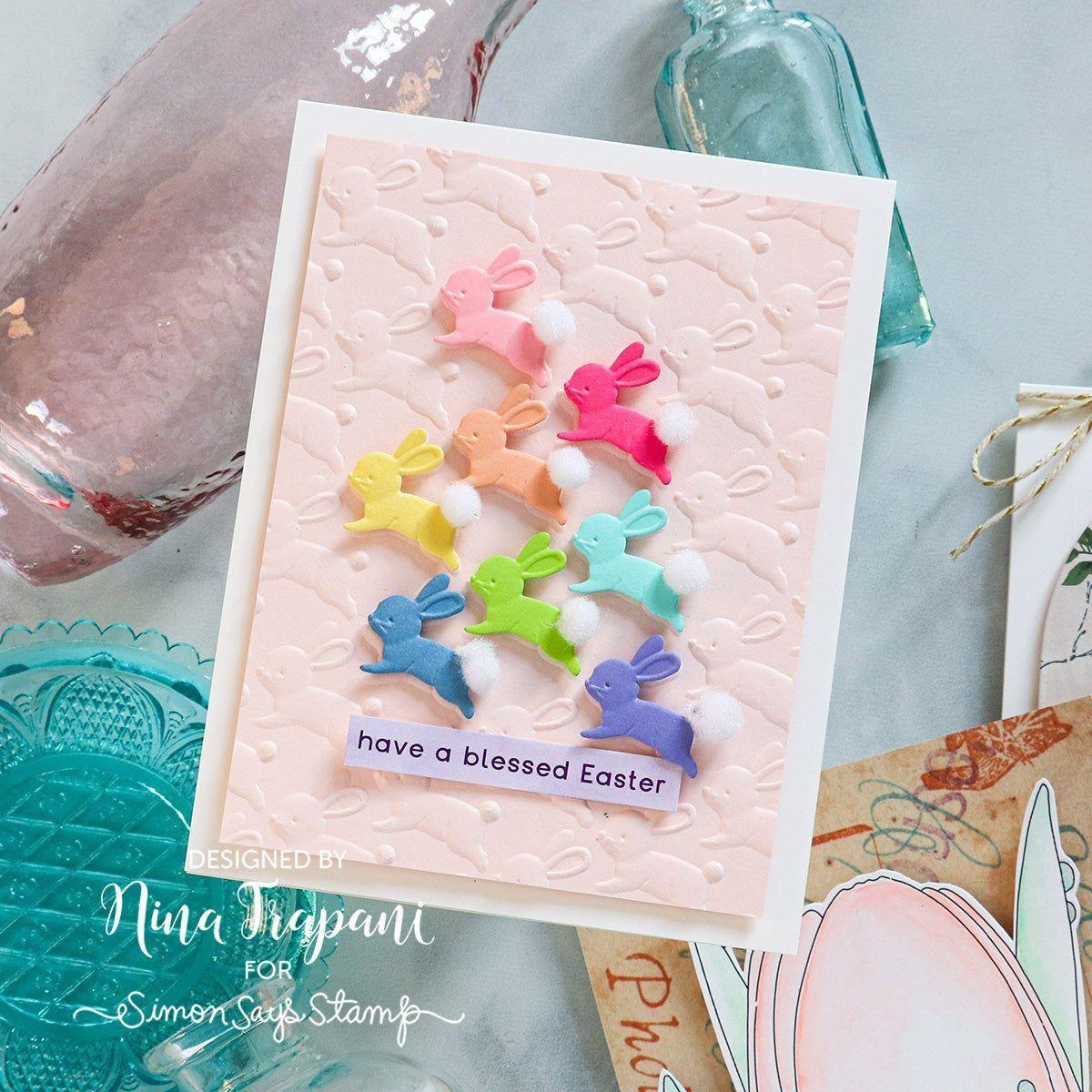 Simon Says Stamp Embossing Folder and Cutting Die Playful Bunny sfd383 Easter Card | color-code:ALT01