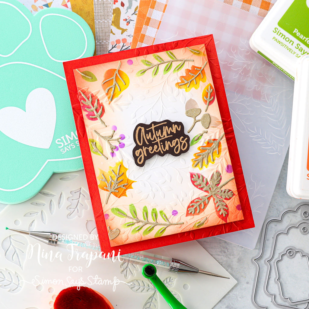 Simon Says Stamp Embossing Folder Wistful Leaves sf333 Autumn Card | color-code:ALT02