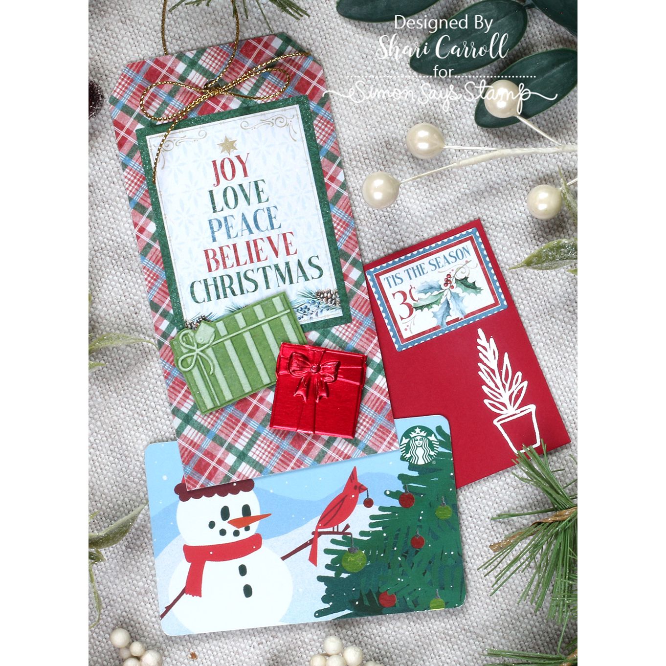 Simon Says Stamp Embossing Folder All Wrapped Up sf553 Christmas Tags