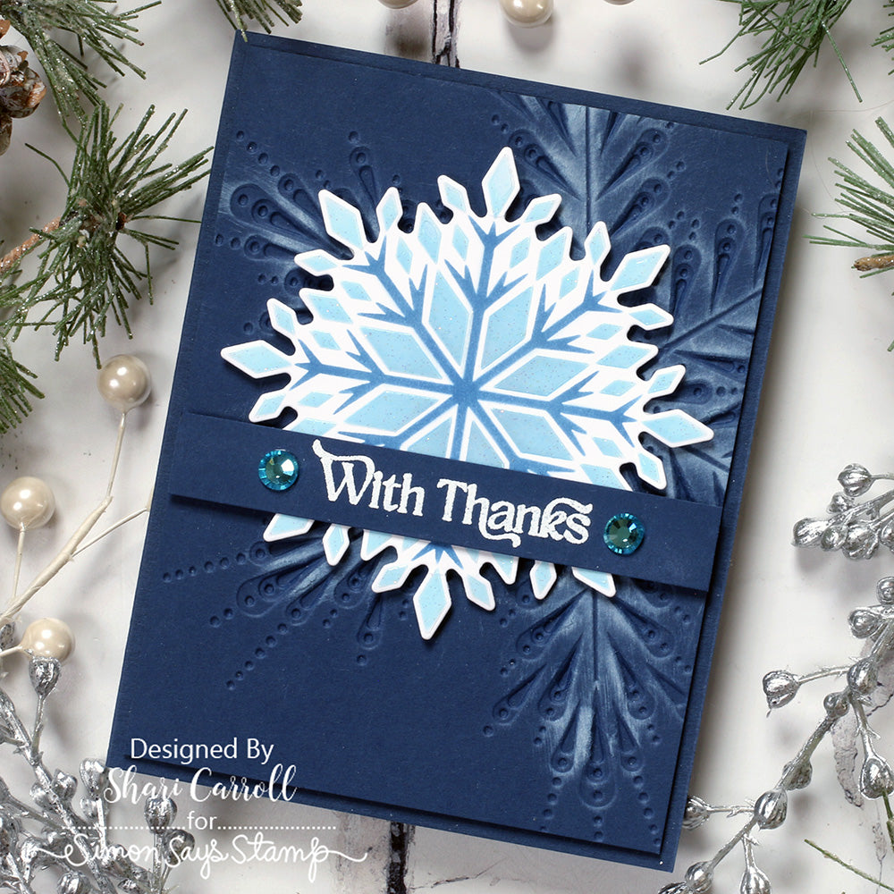 Simon Says Stamp Embossing Folder Pixie Snowflake sf452 Thanks Card