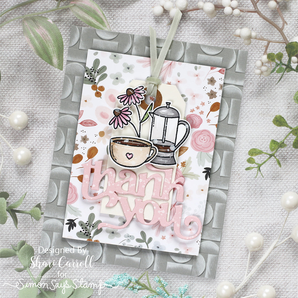 Simon Says Stamp Embossing Folder Demilune sf359 Thank You Card | color-code:ALT02