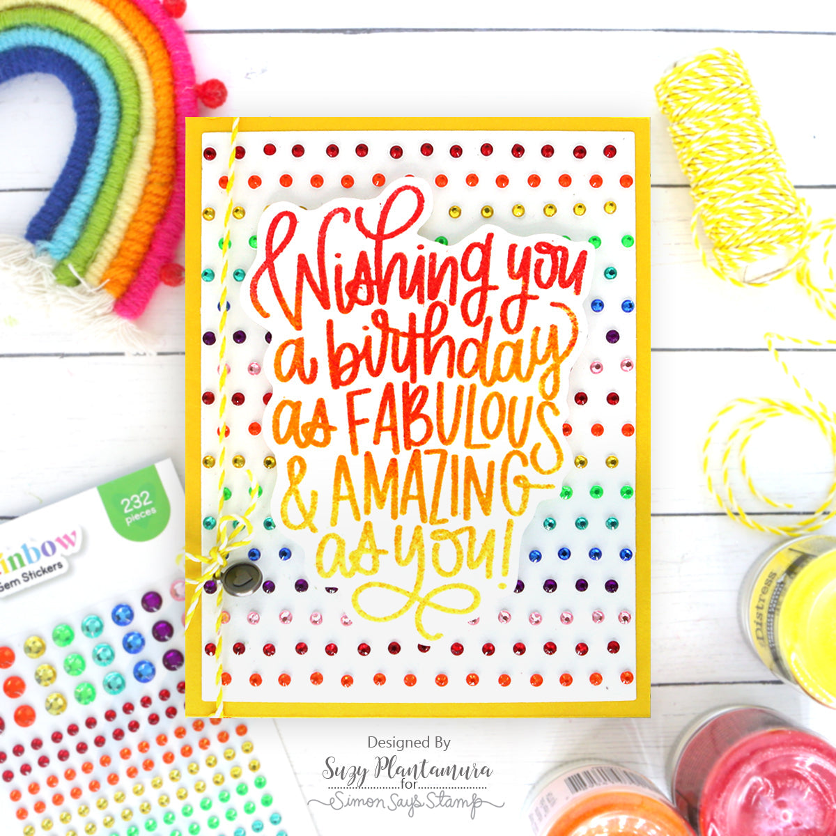 Rainbow Splash Embossing Folder Swiss Dots rsef2 Birthday Card | color-code:ALT05